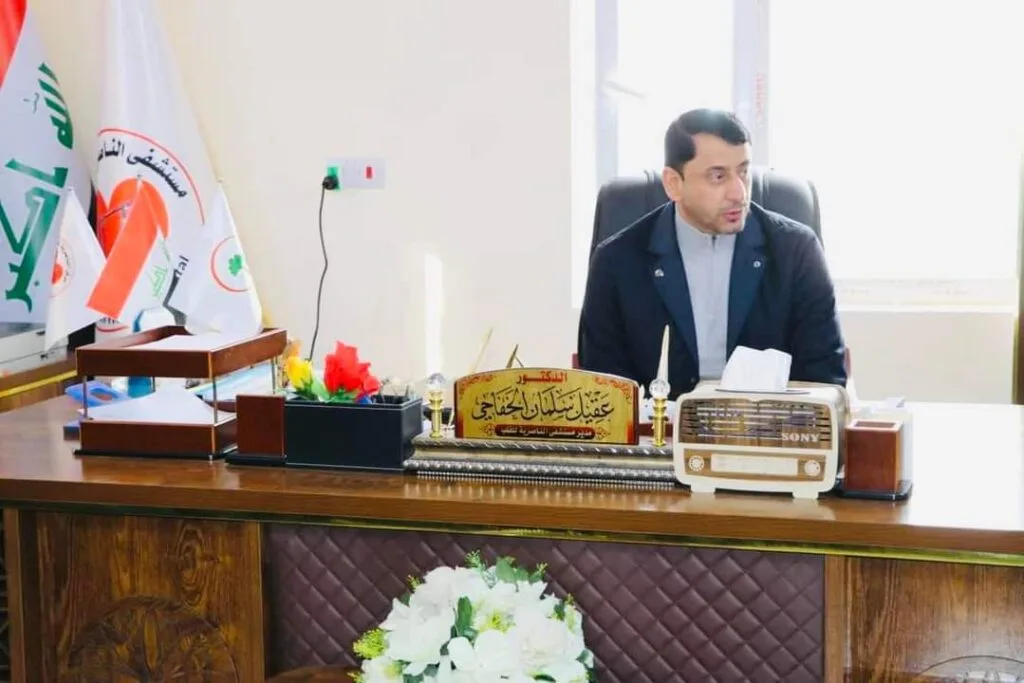 لقاء خاص لمعالي الامين العام لرئاسة مجلس الوزراء الدكتور حميد الغزي خلال زيارته لمستشفى الناصرية للقلب