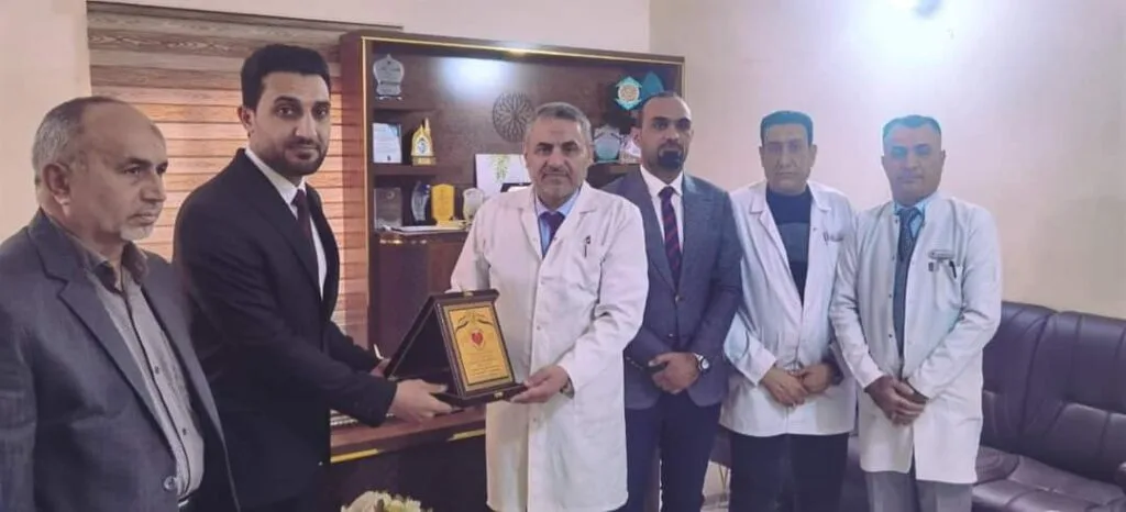 نقابة التمريض في ذي قار تبارك لمستشفى الناصرية للقلب بمناسبة نجاح اول عملية زراعة قلب صناعي في العراق.